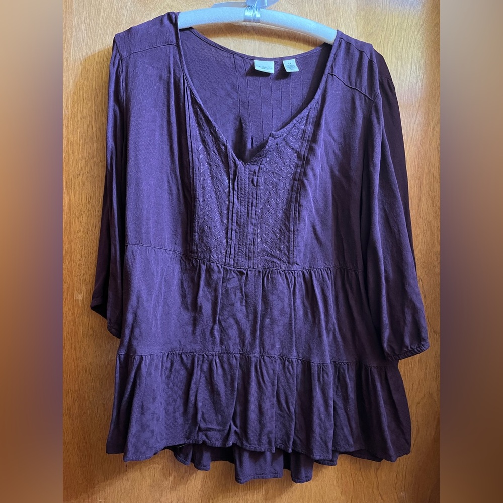 Westbound Blue 3/4 Sleeve Tiered Blouse